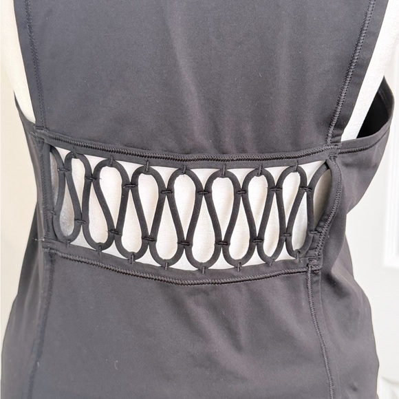 Lululemon Black Yoga Tank Open Lattice Back Athletic Top Women’s Size 6 - Picture 8 of 13